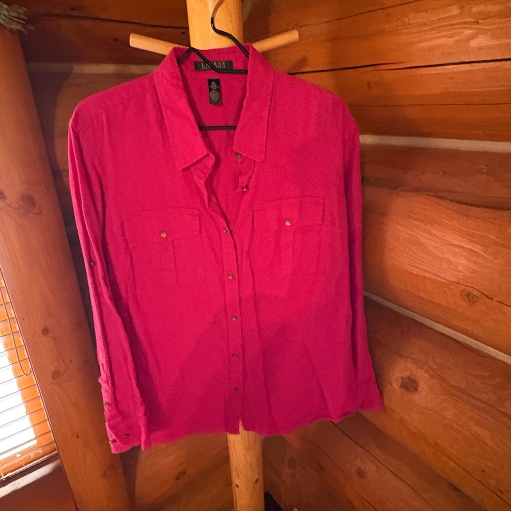 Ralph Lauren 2x linen blend blouse